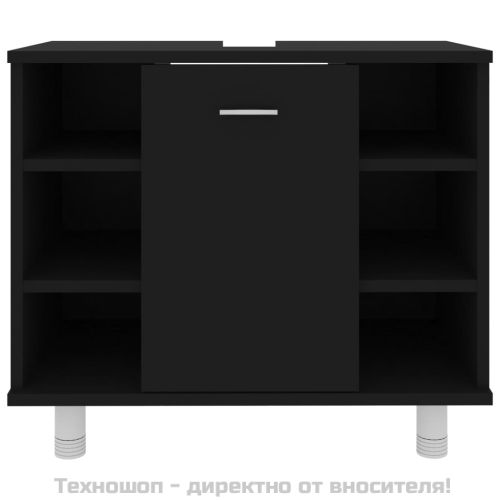 Шкаф за баня, черен, 60x32x53,5 см, инженерно дърво