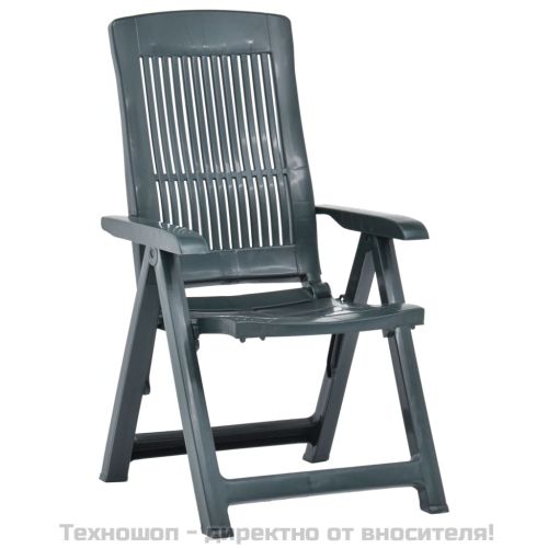 Градински регулируеми столове, 2 бр, пластмаса, зелени