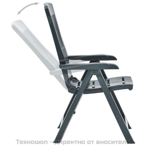 Градински регулируеми столове, 2 бр, пластмаса, зелени