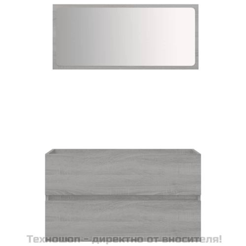 Комплект мебели за баня от 2 части сив сонома инженерно дърво