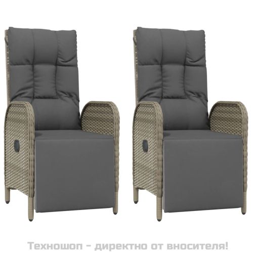 Градински трапезен комплект 5 части с възглавници сив полиратан