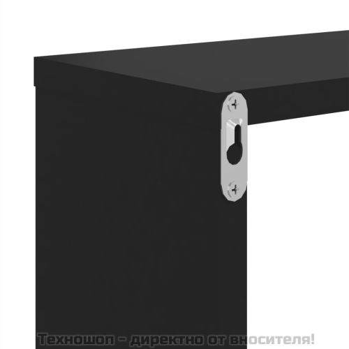 Стенни рафтове, 2 бр, черни, 100x15x20 см, инженерно дърво