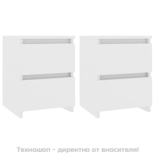 Нощни шкафчета, 2 бр, бели, 30x30x40 см, инженерно дърво