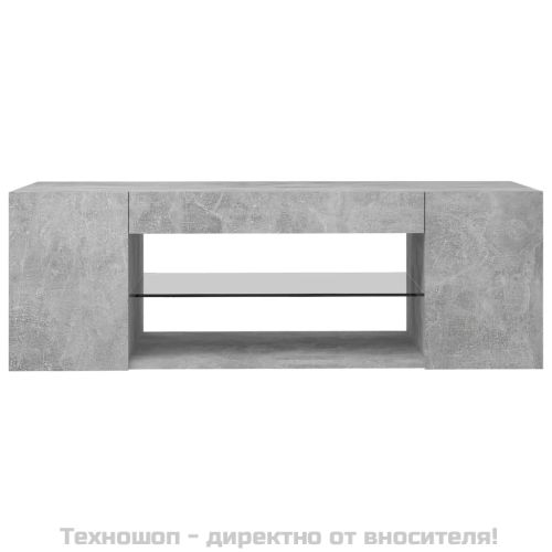 ТВ шкаф с LED осветление, бетонно сив, 90x39x30 см