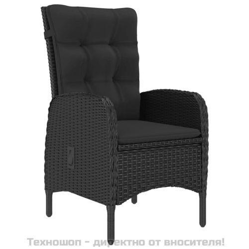 Градински трапезен комплект, 3 части, черен