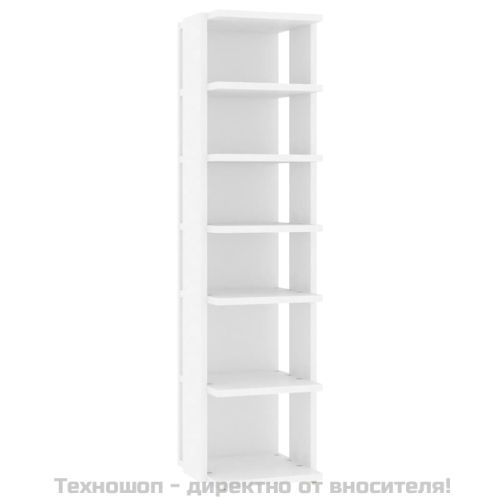 Шкаф за обувки, бял, 27,5x27x102 см, инженерно дърво