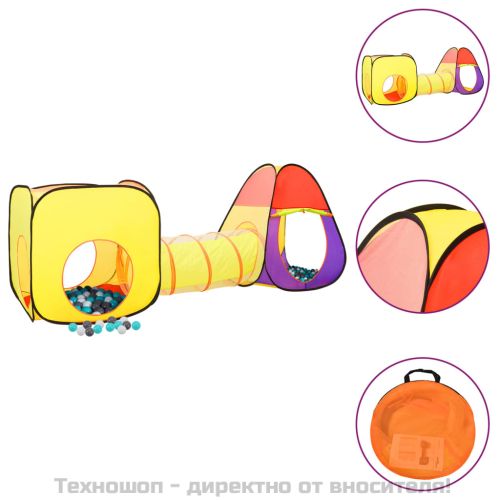 Детска палатка за игра с 250 многоцветни топки 255x80x100 см