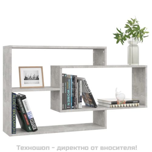 Стенни рафтове, бетонно сиви, 104x20x58,5 см, инженерно дърво