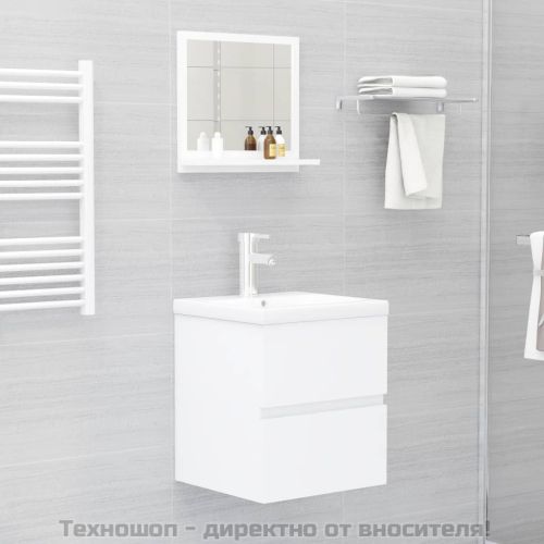 Огледало за баня, бяло, 40x10,5x37 см, инженерно дърво