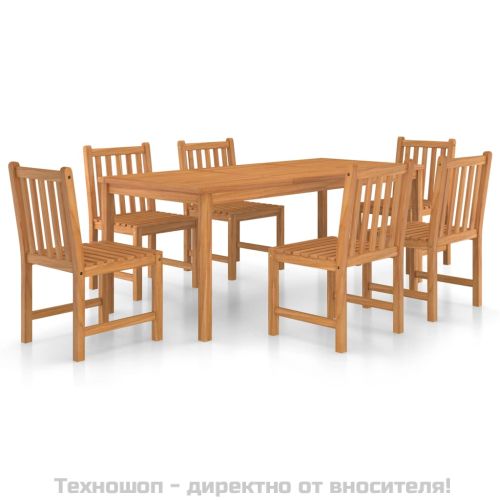 Градински комплект за хранене, 7 части, 180x90 см, масивно тиково дърво