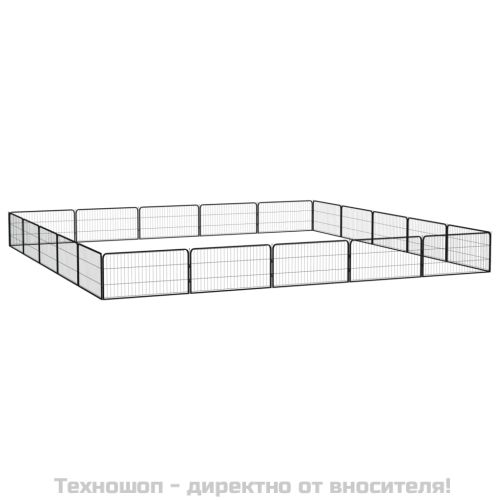 Заграждение за куче черно 20 панела 100x50 см прахово боядисано