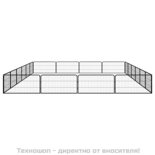 Заграждение за куче черно 20 панела 100x50 см прахово боядисано