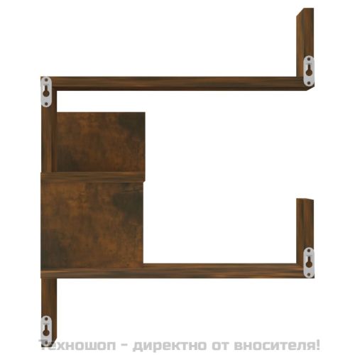 Стенен ъглов рафт 2 бр опушен дъб 40x40x50 см инженерно дърво
