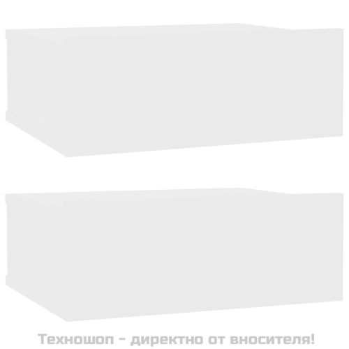 Нощни шкафчета за стена, 2 бр, бели, 40x30x15см инженерно дърво