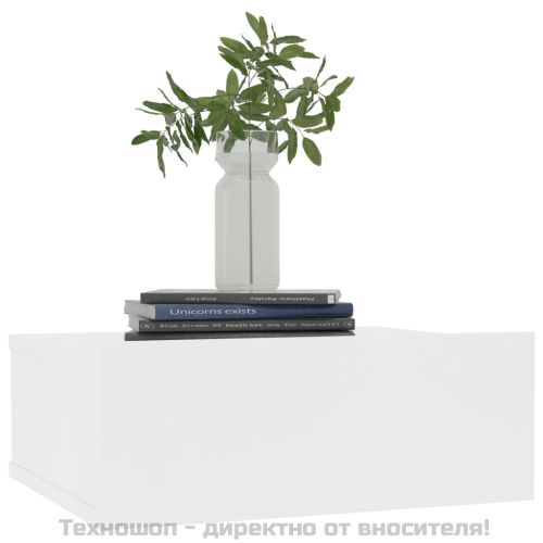 Нощни шкафчета за стена, 2 бр, бели, 40x30x15см инженерно дърво