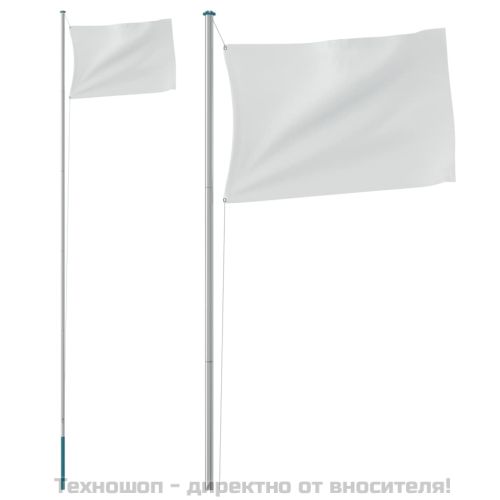 Секционен стълб за флаг, сребрист, 6,08 м, алуминий