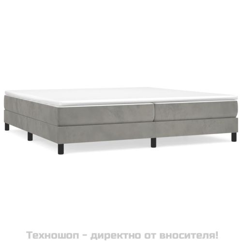 Боксспринг легло с матрак, светлосиво, 200x200 см, кадифе