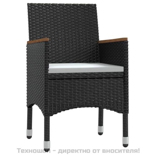 Градински трапезен комплект възглавници 9 части черен