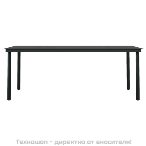 Градински трапезен комплект възглавници 9 части черен