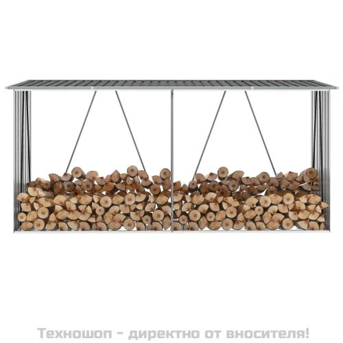 Навес за дърва, поцинкована стомана, 330x84x152 см, антрацит