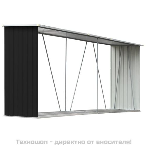 Навес за дърва, поцинкована стомана, 330x84x152 см, антрацит