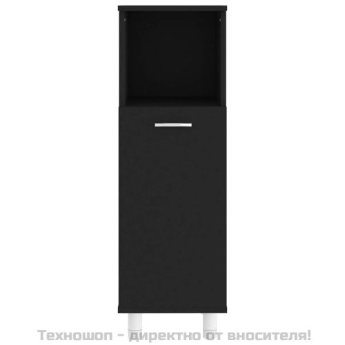 Шкаф за баня, черен, 30x30x95 см, инженерно дърво