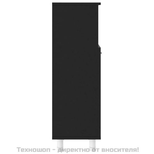 Шкаф за баня, черен, 30x30x95 см, инженерно дърво