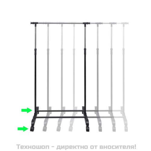 Регулируема стойка за дрехи, 4 Колела, 1 релса