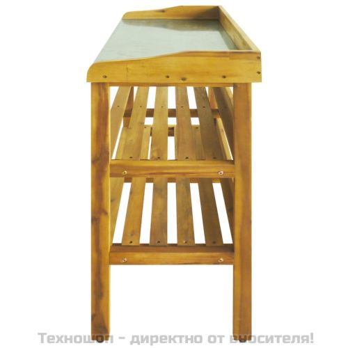 Пейка за градинарство с 2 рафта, акациево дърво масив и цинк