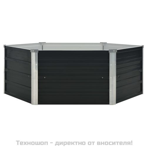 Повдигната леха, антрацит, 129x129x45 см, поцинкована стомана