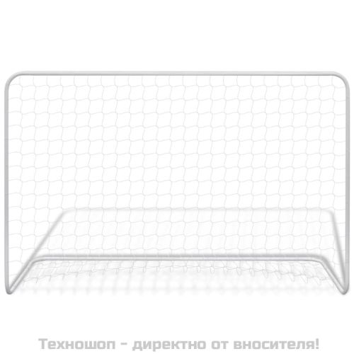 Футболна врата с мрежа, 182x61x122 см, стомана, бяла