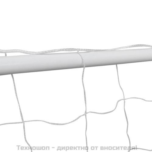 Футболна врата с мрежа, 182x61x122 см, стомана, бяла