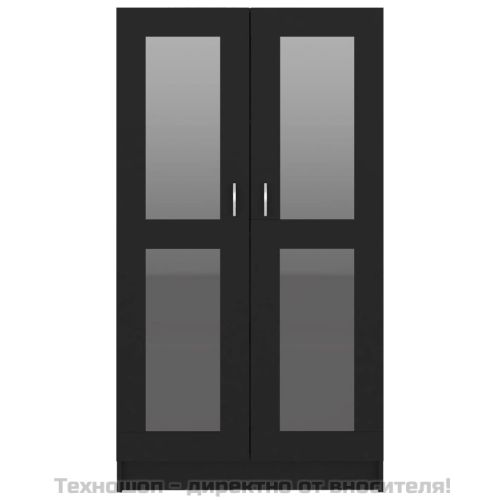 Шкаф витрина, черен, 82,5x30,5x150 см, инженерно дърво