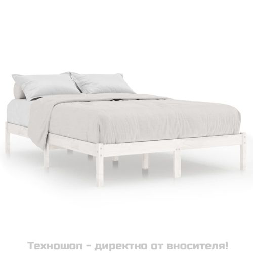 Рамка за легло, бяла, дърво масив, 180x200 cм, Super King