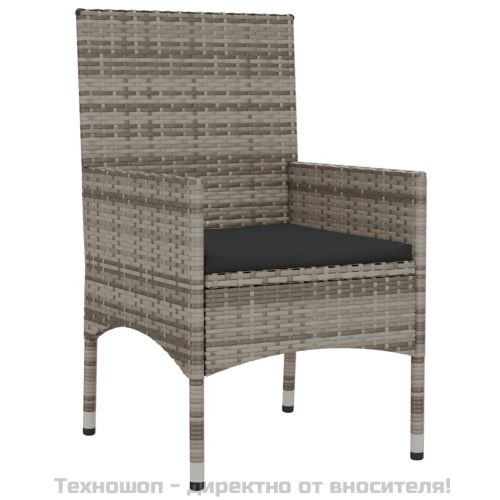 Градински комплект с възглавници, 6 части, полиратан, сив