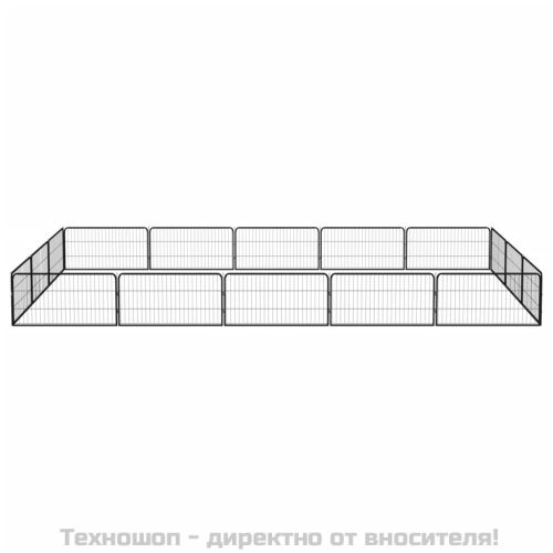 Заграждение за куче черно 16 панела 100x50 см прахово боядисано