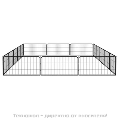 Заграждение за куче черно 16 панела 100x50 см прахово боядисано