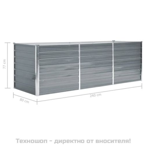 Градинска висока леха поцинкована стомана 240x80x77 см сива