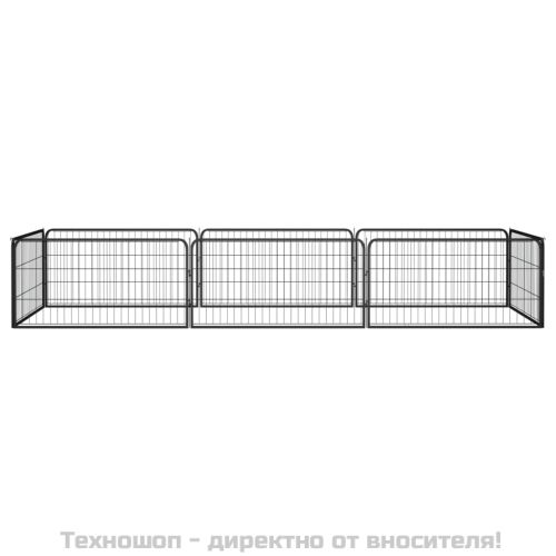 Заграждение за куче черно 8 панела 100x50 см прахово боядисано