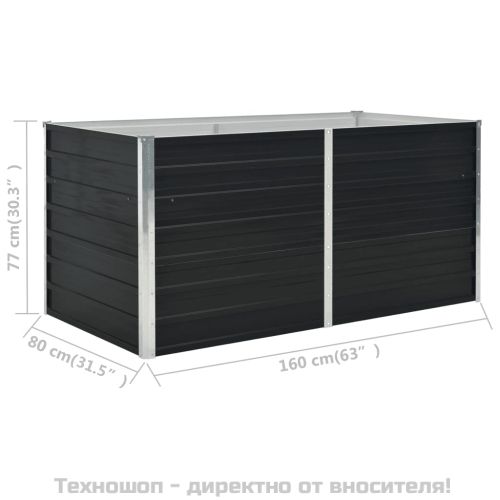 Повдигната леха, антрацит, 160x80x77 см, поцинкована стомана