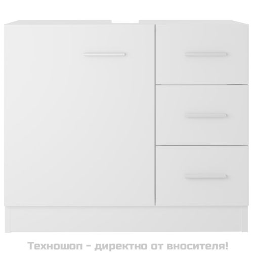 Долен шкаф за мивка, бял, 63x30x54 см, инженерно дърво