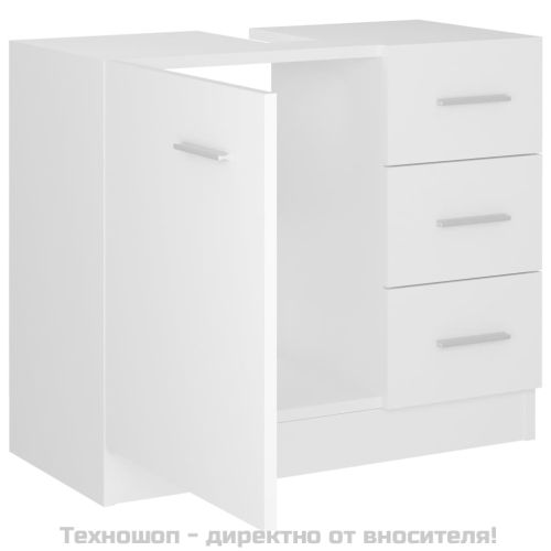 Долен шкаф за мивка, бял, 63x30x54 см, инженерно дърво