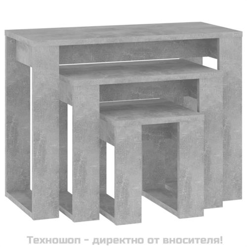 Стифиращи маси, 3 бр, бетонно сиви, инженерно дърво