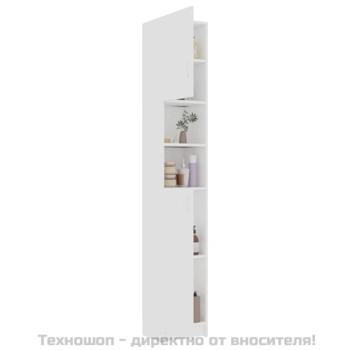 Шкаф за баня, бял, 32x25,5x190 см, инженерно дърво