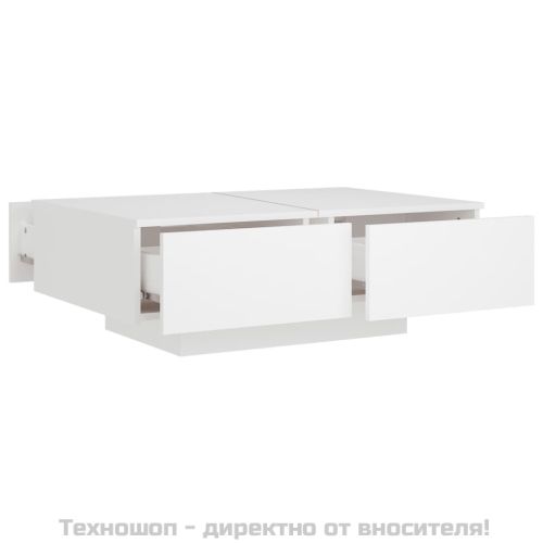 Маса за кафе, бяла, 90x60x31 см, инженерно дърво