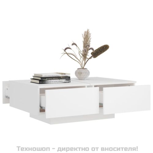 Маса за кафе, бяла, 90x60x31 см, инженерно дърво