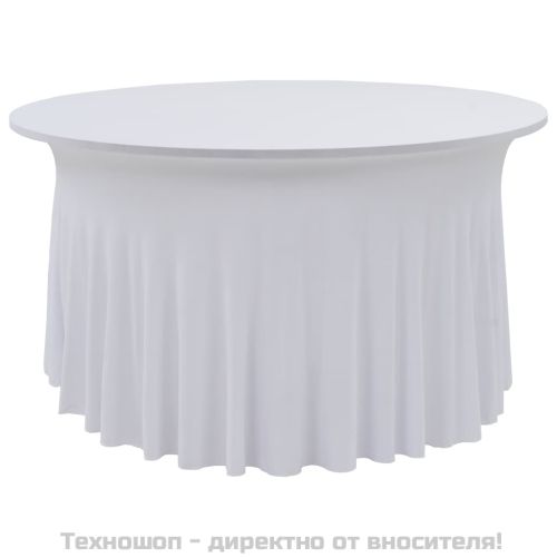 2 бр стреч покривки за маса с драперия, 180x74 см, бели