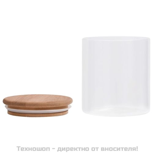 Стъклени буркани за съхранение с бамбукови капаци 6 бр 600 мл