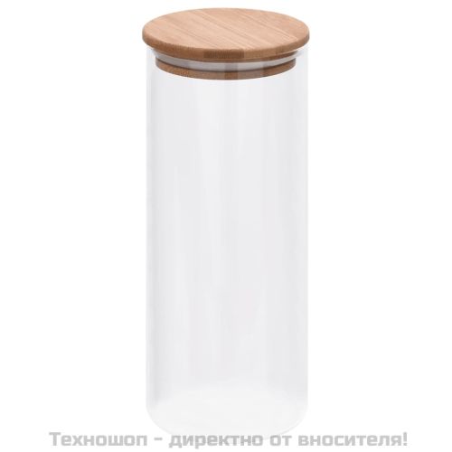 Стъклени буркани за съхранение с бамбукови капаци 6 бр 1000 мл