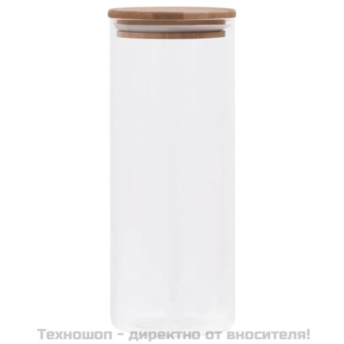 Стъклени буркани за съхранение с бамбукови капаци 6 бр 1000 мл